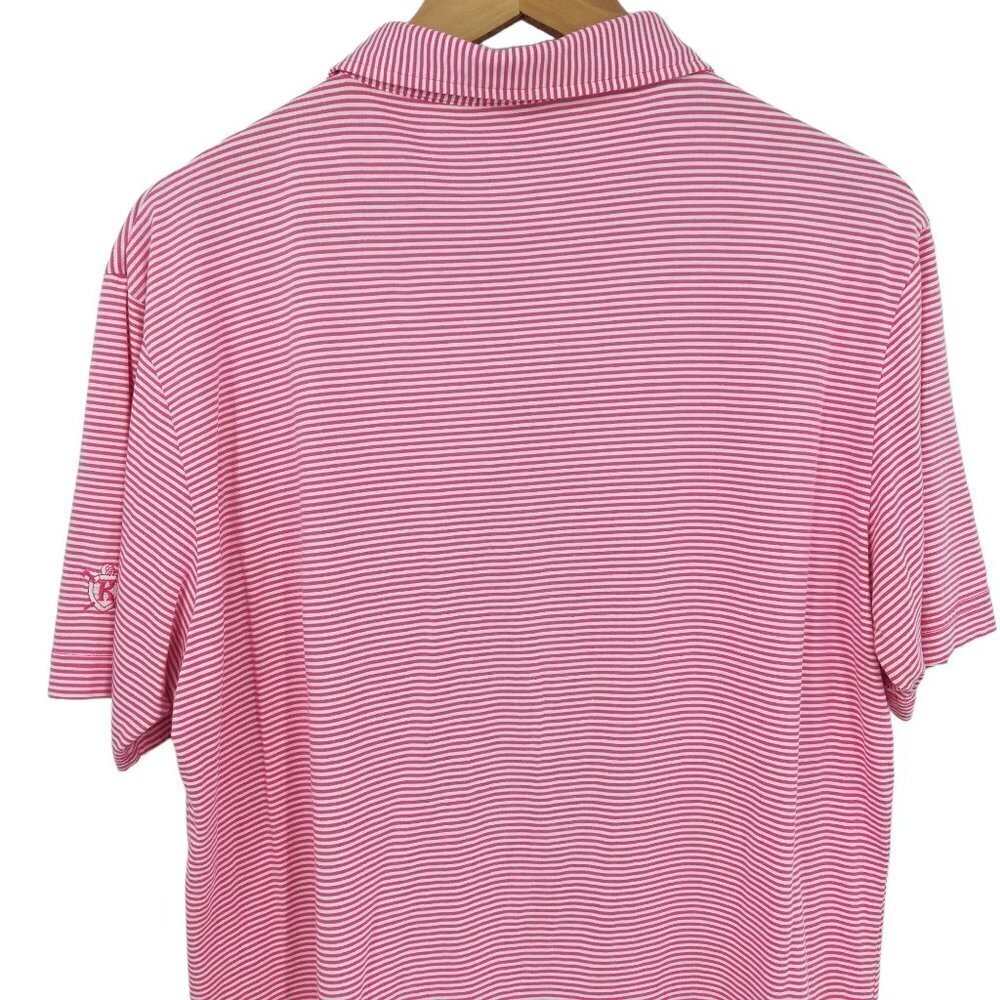 Peter Millar Pima Cotton Striped Pink Golf Short Sleeve Polo Size M Monogram K - Picture 7 of 11